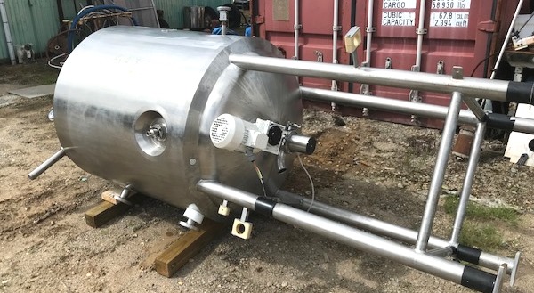 ***SOLD*** used 600 Liter (158 Gallon) Sanitary Stainless Steel Reactor/Fermenter Vessel built by DCI. 316L Stainless Steel Shell Rated 60/FV @ 350 Deg.F.  Jacket Rated 90 PSI @ 350 Deg.F.  36